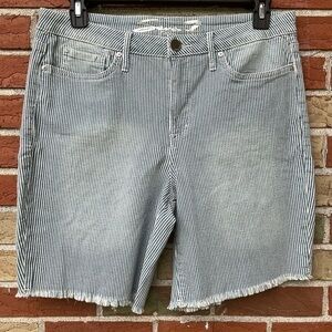 Seven7 Revitalist Blue White Striped Fringed Bermuda Shorts 🩳
